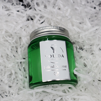 De sojawas bemerkte Eigengemaakt Mason Jar Candles Coconut Oil in Groen Glas