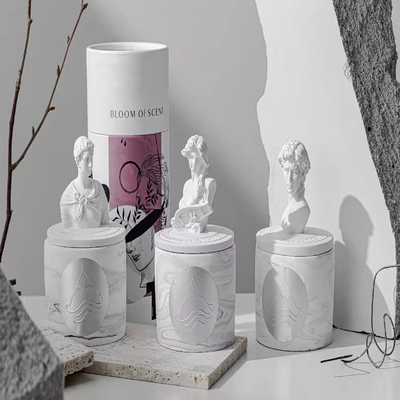 Bemerkte Ceramische Griekse het Standbeeldvorm van de Sojakaars voor Huisdecor 65g