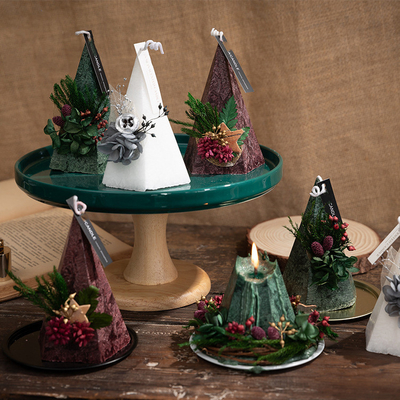 De aangepaste Soja Bemerkte van de Kerstmisboom van Kaarskerstmis Gift Vastgestelde 2pk