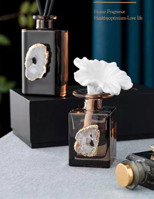 Bruine die de Luxegift van aromareed diffuser 180ml met Witte Shell Decoration wordt geplaatst