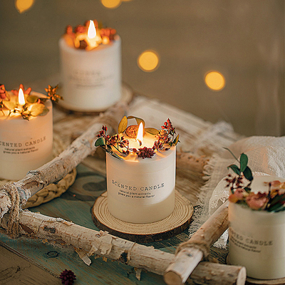 ODM Aromatherapy de Bemerkte Kaars Teakwood van het Ontspanningsglas Aroma en Tabak