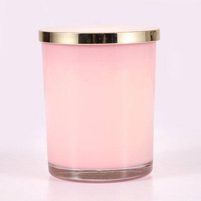 Roze de Bloemdruk van de glaskruik Bemerkte Kaars 415g met Metaaldeksel