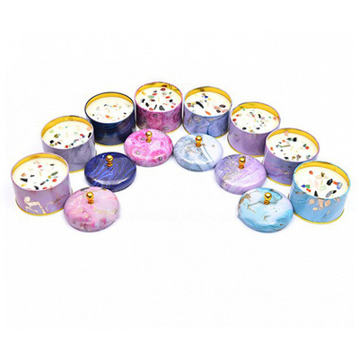 Het met de hand gemaakte Bemerkte Metaal Tin Can Candle 100ml 250ml van de Sojawas