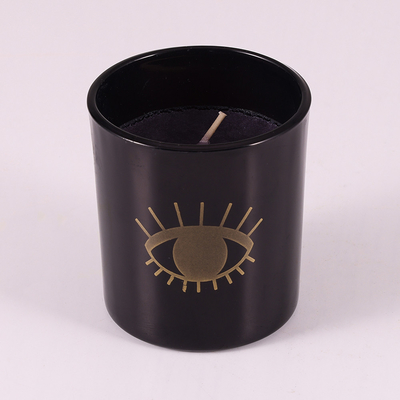 De Vanillebean soy wax glass jar Bemerkte Kaars Zwarte 8oz van het aromahuis