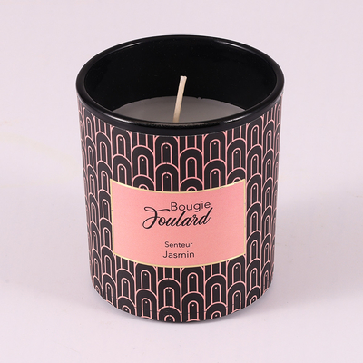 De Vanillebean soy wax glass jar Bemerkte Kaars Zwarte 8oz van het aromahuis
