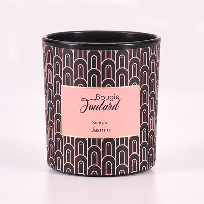 De Vanillebean soy wax glass jar Bemerkte Kaars Zwarte 8oz van het aromahuis